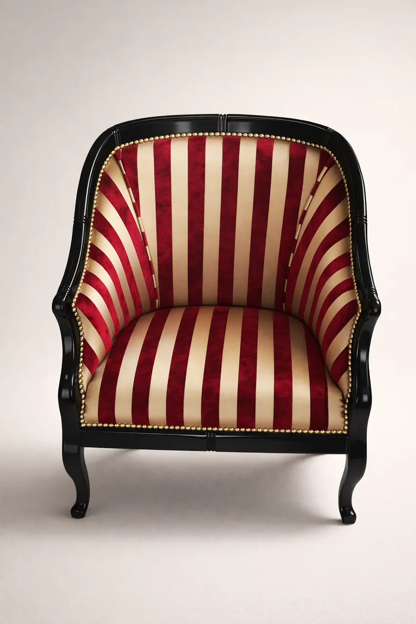 Bordo Çizgili Klasik Berjer