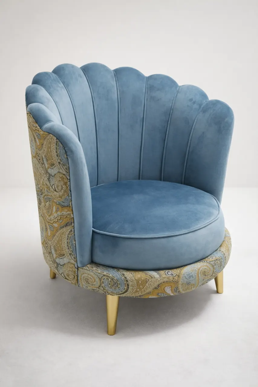 Buz Mavisi Kadife Berjer