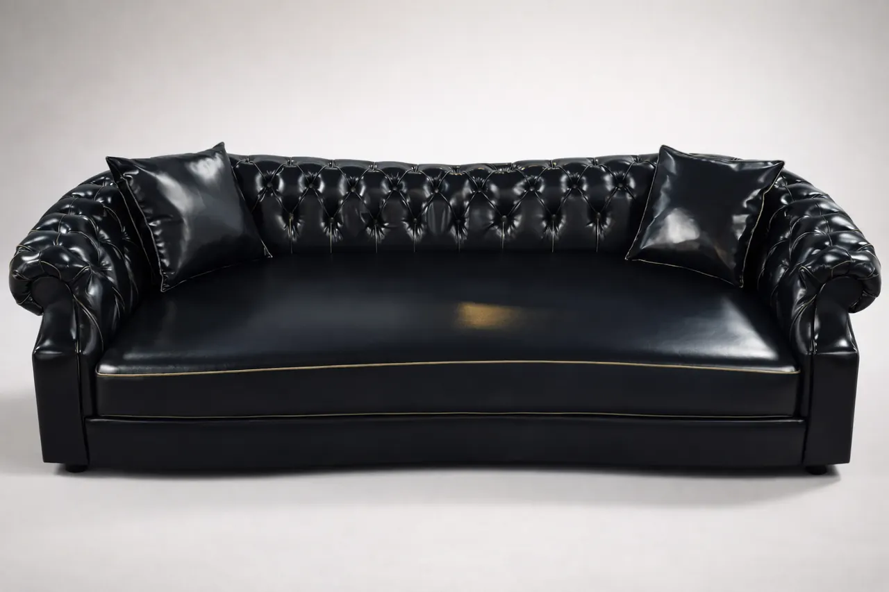 Siyah Deri Chester Kanepe